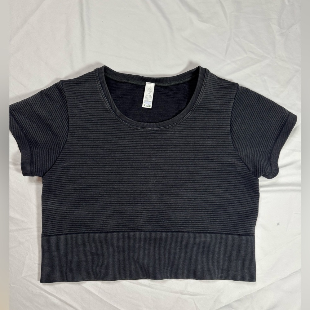 Aerie Offline Black Ribbed Crop Top